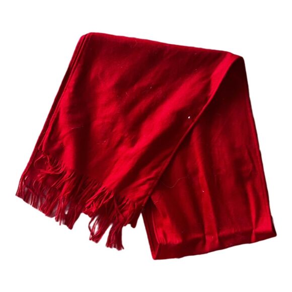 PENDLETON 100% Virgin Wool Fringed Scarf Red Modern USA 21” X 70” - Picture 1 of 5